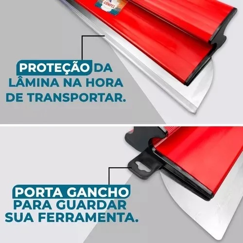 Desempenadeira Espátula Aço Inox Tipo Berox 80cm Inoxidável