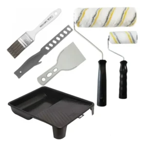 Kit 7 Peças Pintura Parede Teto Rolo Lã + Pincel + Espátula