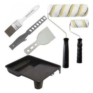 Kit 7 Peças Pintura Parede Teto Rolo Lã + Pincel + Espátula