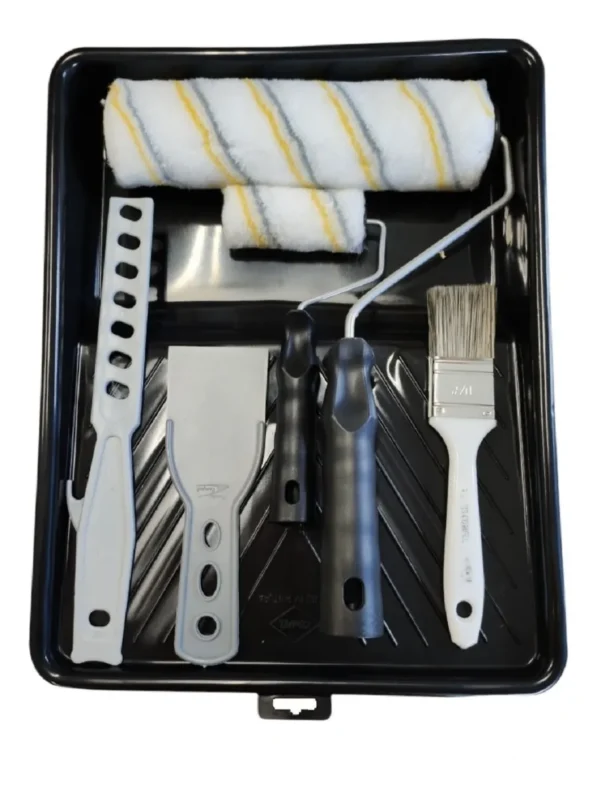 Kit 7 Peças Pintura Parede Teto Rolo Lã + Pincel + Espátula