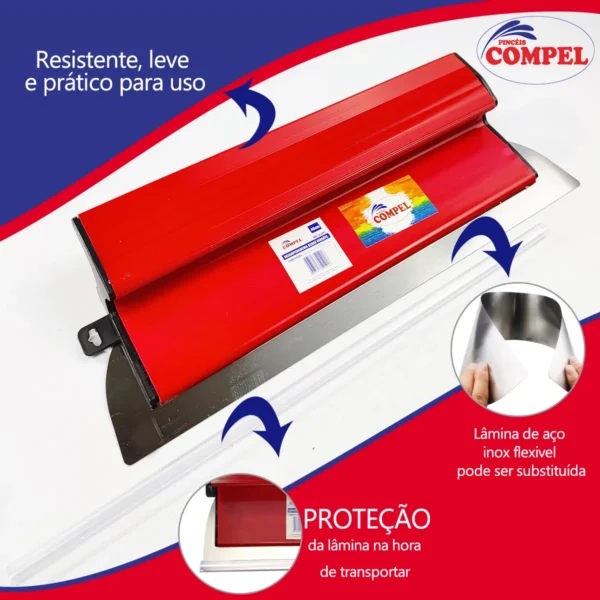 Kit 3 Desempenadeiras Berox Inoxidável Flexível + Espátula
