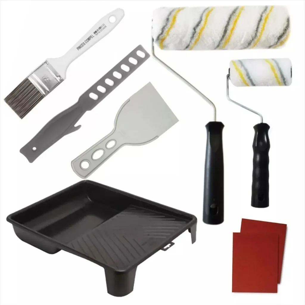 Kit Pintura Parede Completo Sem Respingo 7 Peças + 5 Lixas