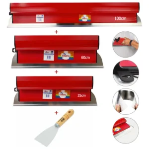 Kit 3 Desempenadeiras Berox Inoxidável Flexível + Espátula