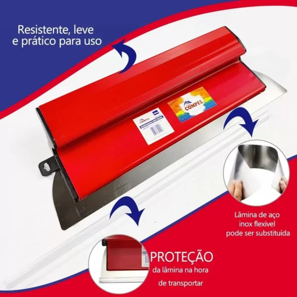 Desempenadeira Berox Lâmina 80cm Flexível + Suporte