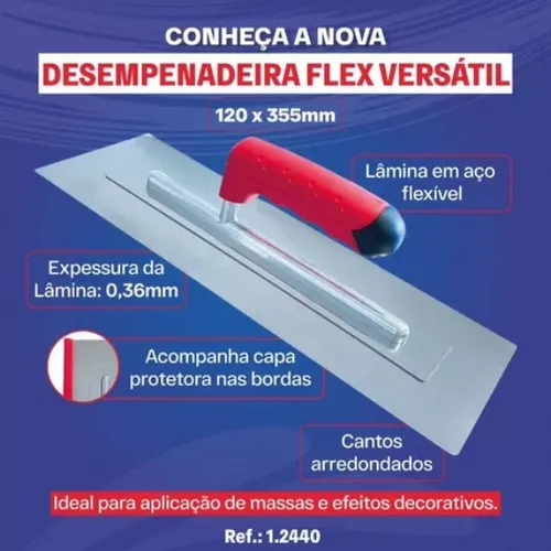 Nova Desempenadeira Pefeitos Lâmina Flexível 35,5cmx12cm